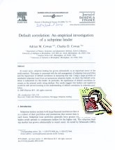 Imagen de la cubierta de Default correlation: an empirical investigation of a subprime lender.