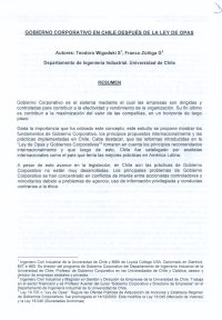 Imagen de la cubierta de Gobierno corporativo en Chile desp&uacute;es de la ley de Opas.