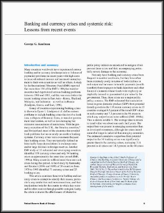 Imagen de la cubierta de Banking and currency crises and systemic risk: lessons from recent events