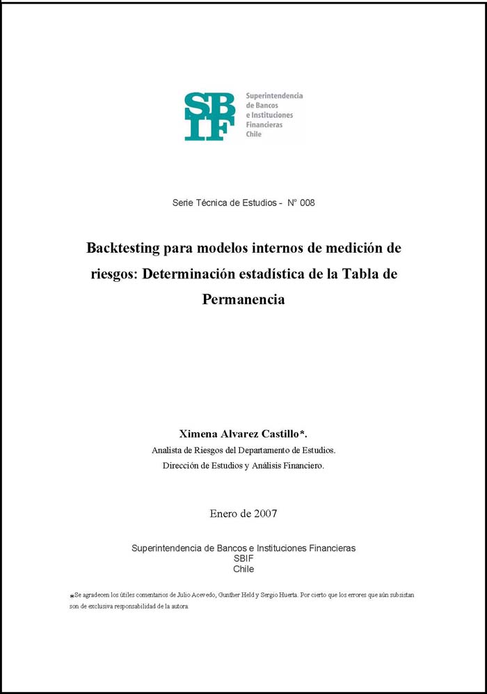 Imagen de la cubierta de Backtesting para modelos internos de medici&oacute;n de riesgos.
