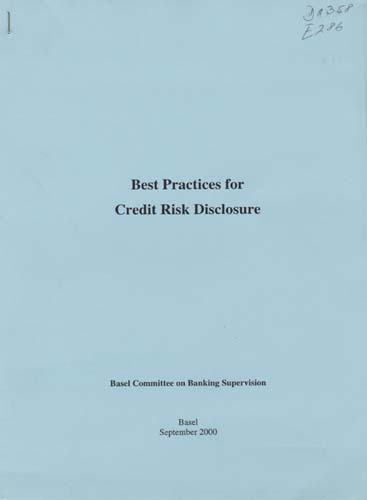 Imagen de la cubierta de Best practices for credir risk disclosure