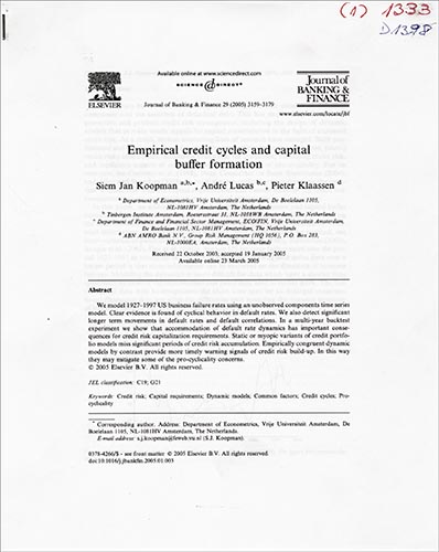 Imagen de la cubierta de Journal of Banking and Finance