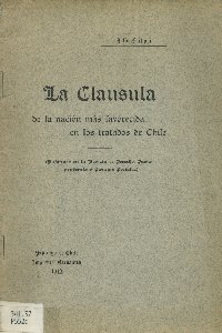 Imagen de la cubierta de La clasula de la nación más favorecida en los tratados de Chile