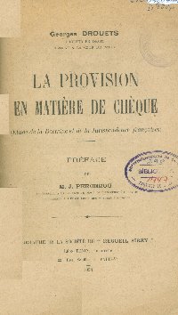 Imagen de la cubierta de La provision en mati&egrave;re de ch&egrave;que.