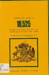 Imagen de la cubierta de Leyes N*18.501 a la 18.525. Aprobadas bajo la constituci&oacute;n de 1980.