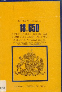 Imagen de la cubierta de Leyes N&ordm;18.626 a la 18.650. Aprobadas bajo la constituci&oacute;n de 1980.
