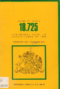 Imagen de la cubierta de Leyes N&ordm; 18.701 a la 18.725. Aprobadas bajo la constitucion de 1980