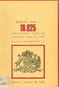 Imagen de la cubierta de Leyes N 18.801 a 18.825. Aprobadas bajo la Constituci&oacute;n de 1980.