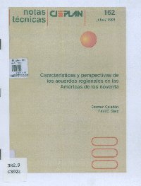 Imagen de la cubierta de Caracter&iacute;sticas y perspectivas de los acuerdos regionales en las Am&eacute;rica de los noventa.