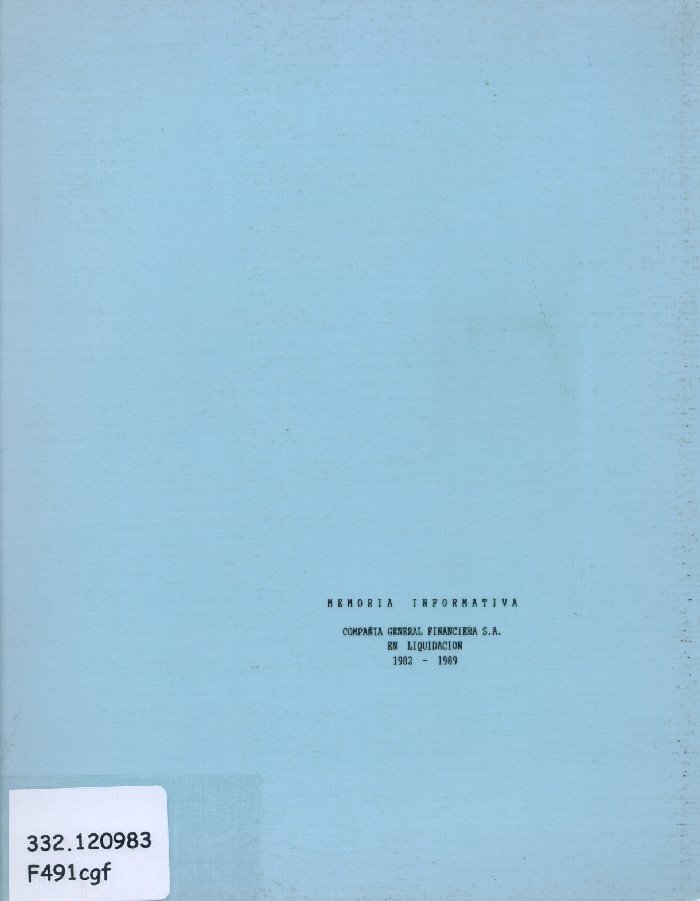 Imagen de la cubierta de Compa&ntilde;&iacute;a General Financiera S.A. en liquidaci&oacute;n 1982-1989