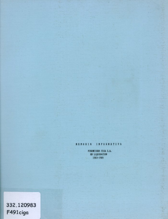 Imagen de la cubierta de Financiera Ciga S.A. en liquidaci&oacute;n 1983-1989