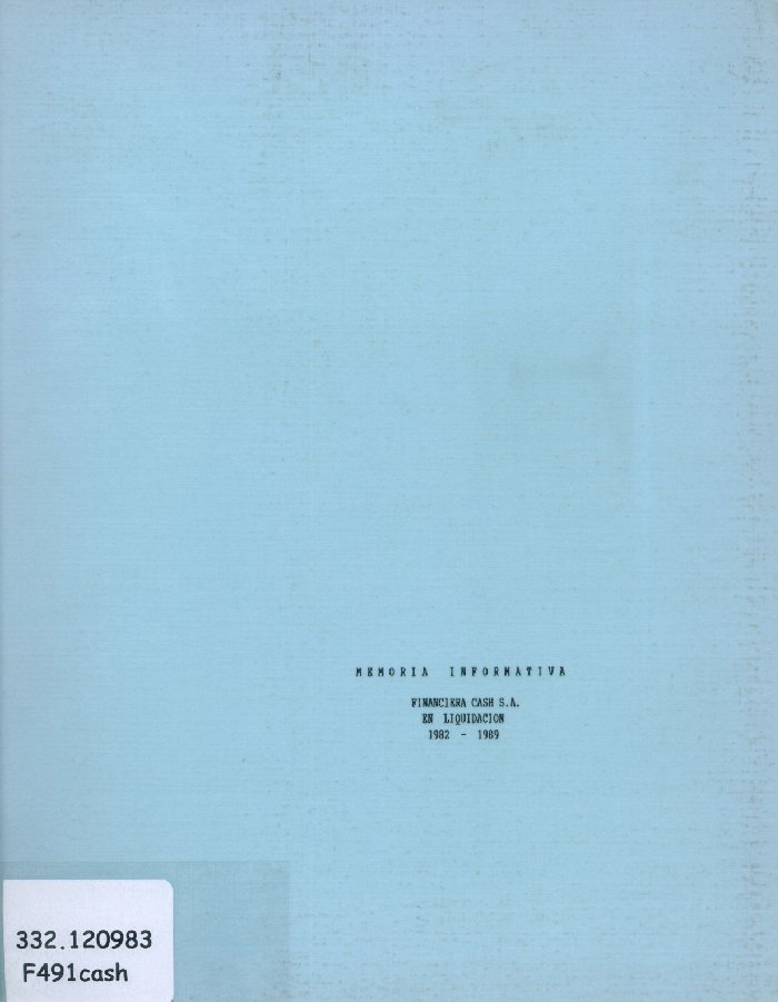 Imagen de la cubierta de Financiera Cash S.A. en liquidaci&oacute;n 1982-1989