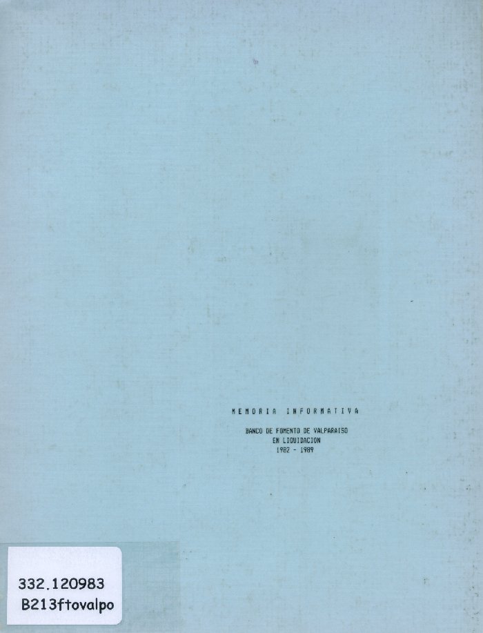 Imagen de la cubierta de Banco de Fomento de Valpara&iacute;so en liquidaci&oacute;n 1982-1989