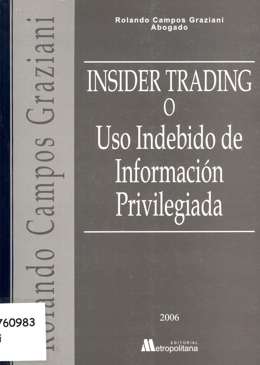 Imagen de la cubierta de Insider trading o uso indebido de informaci&oacute;n privilegiada