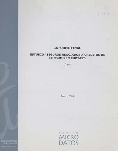 Imagen de la cubierta de Estudio "Seguros asociados a cr&eacute;ditos de consumo en cuotas