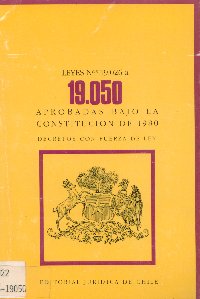Imagen de la cubierta de Leyes N&ordm; 19.026 a 19.050. Aprobadas bajo la constituci&oacute;n de 1980.